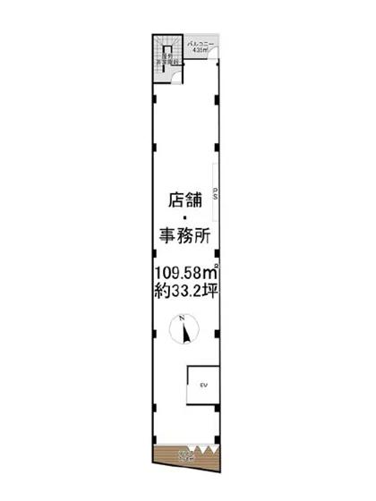 貸店舗(スケルトン)の平面図