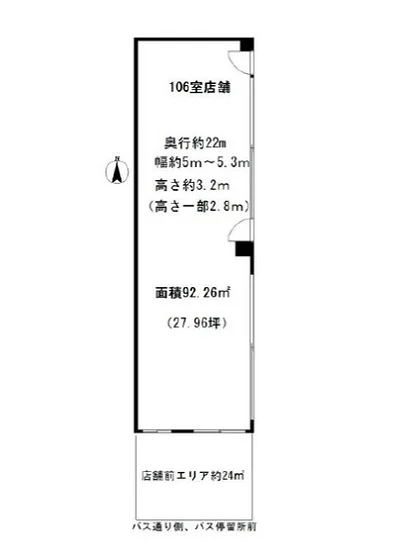 貸店舗(スケルトン)の平面図