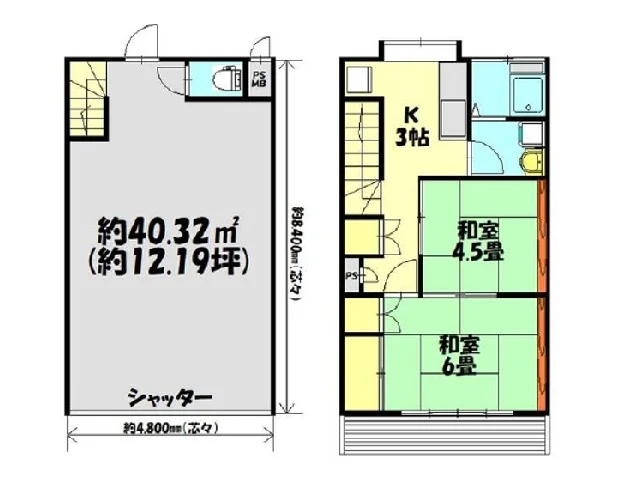 貸店舗(スケルトン)の平面図