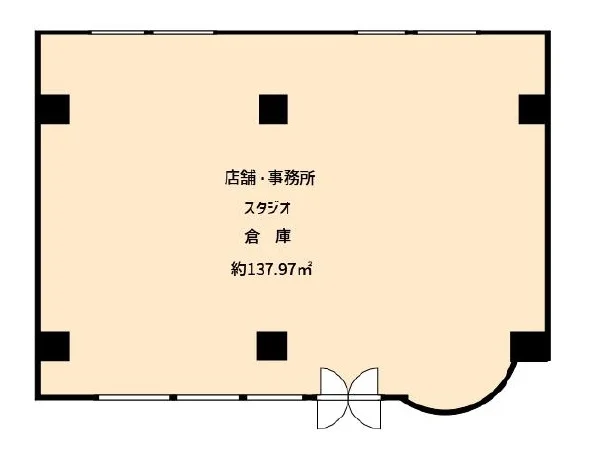 高野のスケルトン店舗物件の平面図