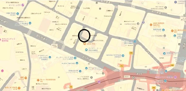 渋谷のスケルトン店舗物件の地図
