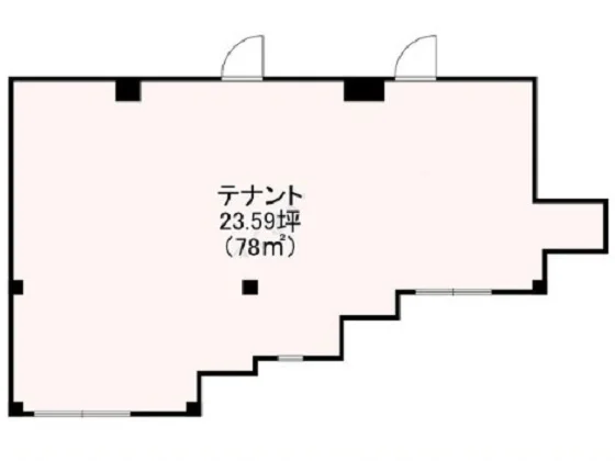 雑色のスケルトン店舗物件の平面図
