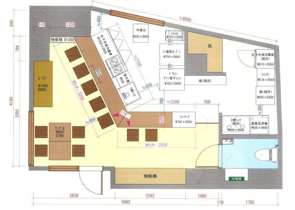 大泉学園の居抜き店舗の平面図