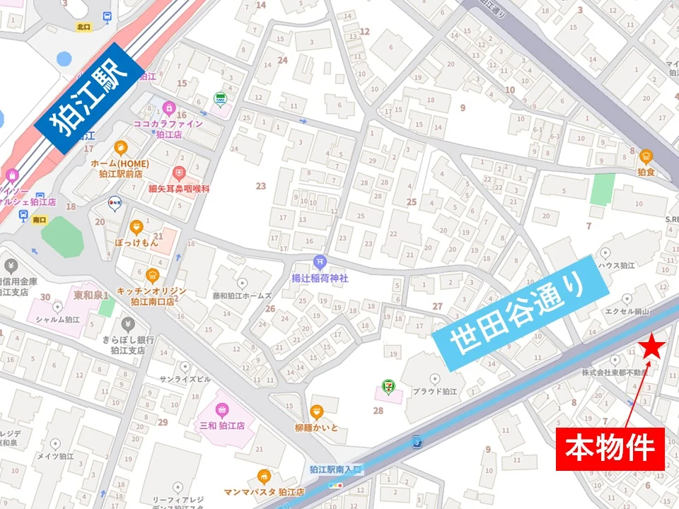 狛江の居抜き店舗の地図