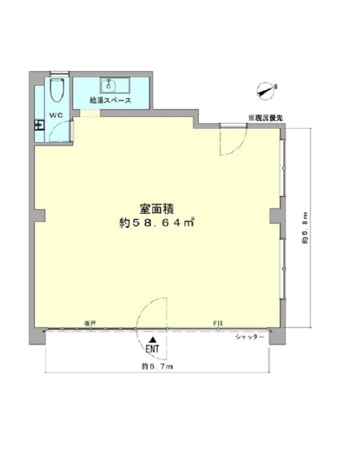 貸店舗(スケルトン)の平面図