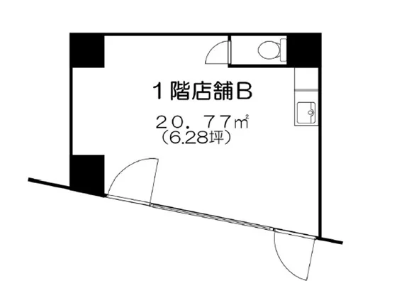石神井公園のスケルトン店舗物件の平面図