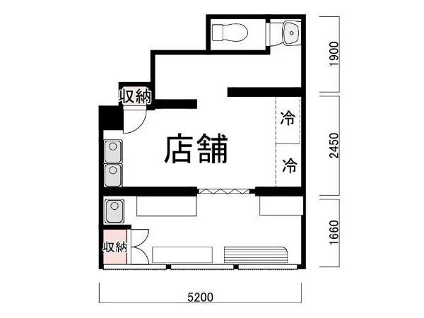 武蔵新田のテイクアウト居抜きの平面図