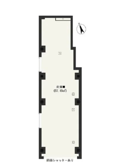 入谷のスケルトン店舗物件の平面図