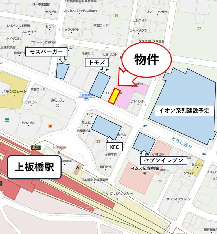 上板橋の居抜き店舗の地図