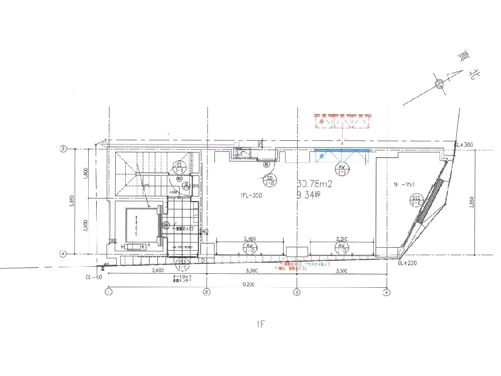 中野のスケルトン店舗物件の平面図