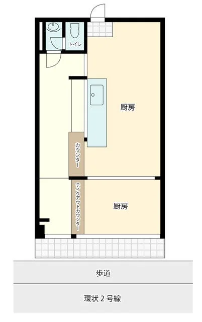鶴見のテイクアウト居抜きの平面図