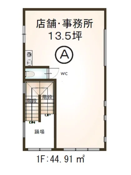 下北沢のスケルトン店舗物件の平面図