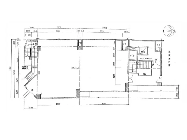 貸店舗(スケルトン)の平面図