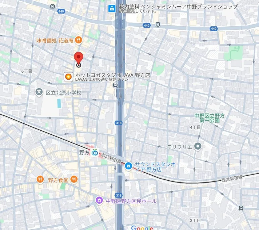 野方のラーメン居抜きの地図