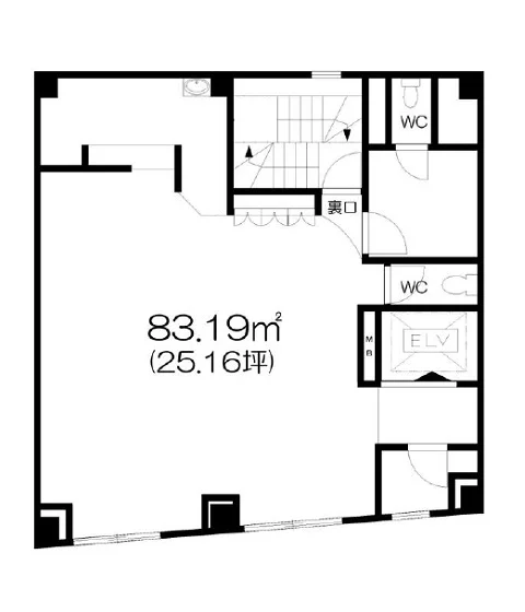 亀有のスケルトン店舗物件の平面図