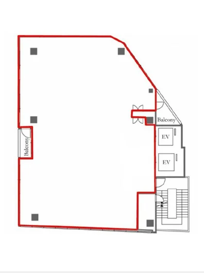 代々木のスケルトン店舗物件の平面図