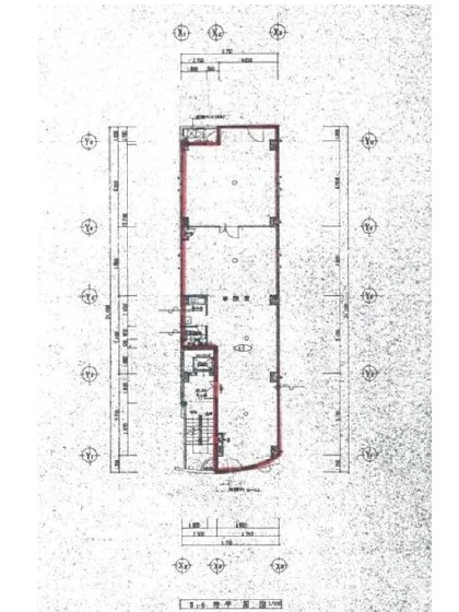 鶴見のスケルトン店舗物件の平面図