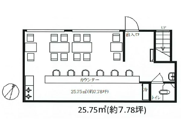 カフェ・喫茶店の居抜き物件の平面図