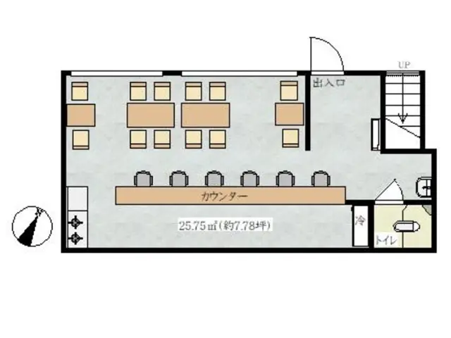 カフェ・喫茶店の居抜き物件の平面図