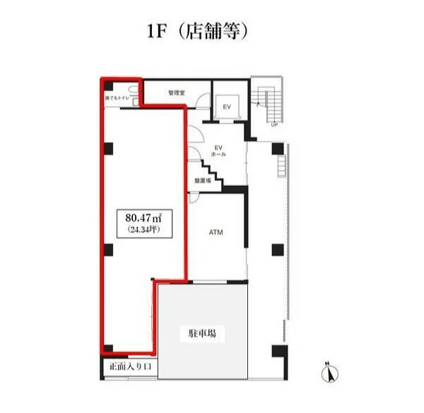 貸店舗(事務所仕様)の平面図