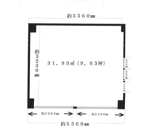 大島のスケルトン店舗物件の平面図