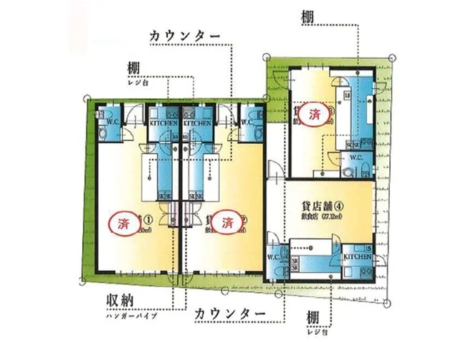 福生の居抜き店舗の平面図