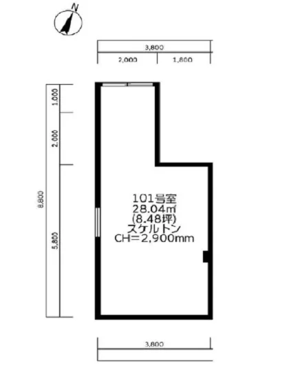 小岩のスケルトン店舗物件の平面図