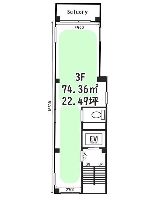 神田の事務所仕様店舗物件の平面図