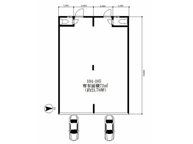 東青梅のスケルトン店舗物件の平面図
