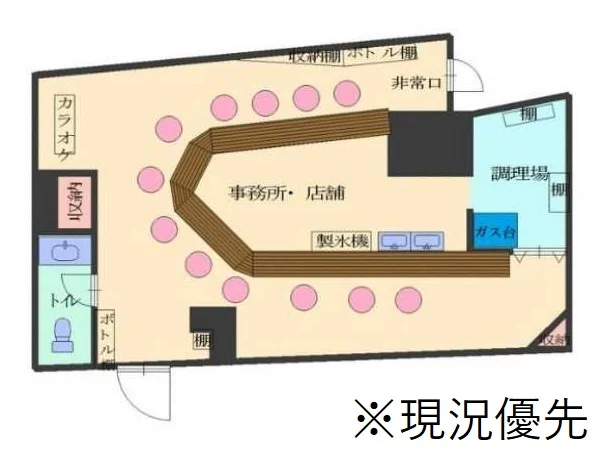 BAR・ショットバーの居抜き物件の平面図