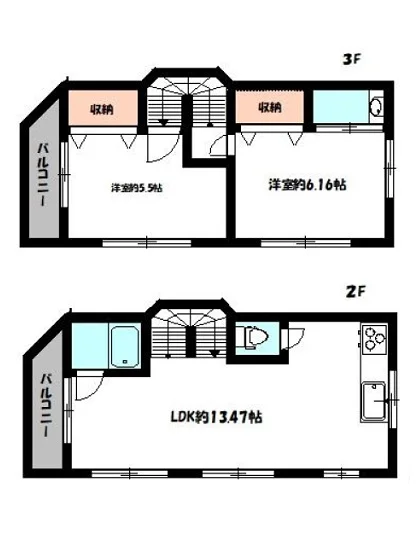 新大久保の事務所仕様物件の平面図