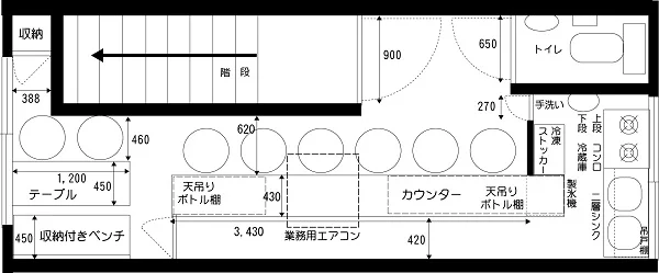 中野のリース店舗物件の平面図