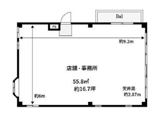 貸店舗(スケルトン)の平面図