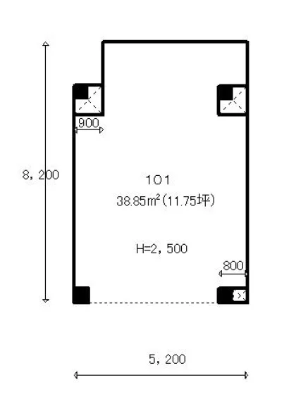 和田町の事務所仕様店舗物件の平面図