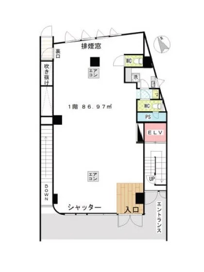 貸店舗(事務所仕様)の平面図