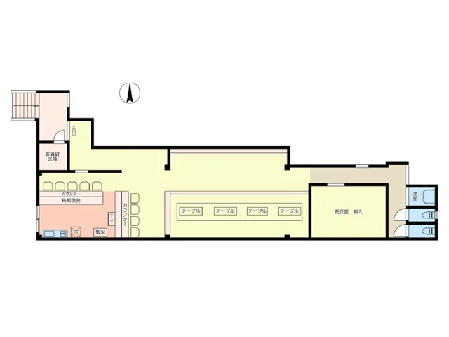 鉄板焼きの居抜き物件の平面図
