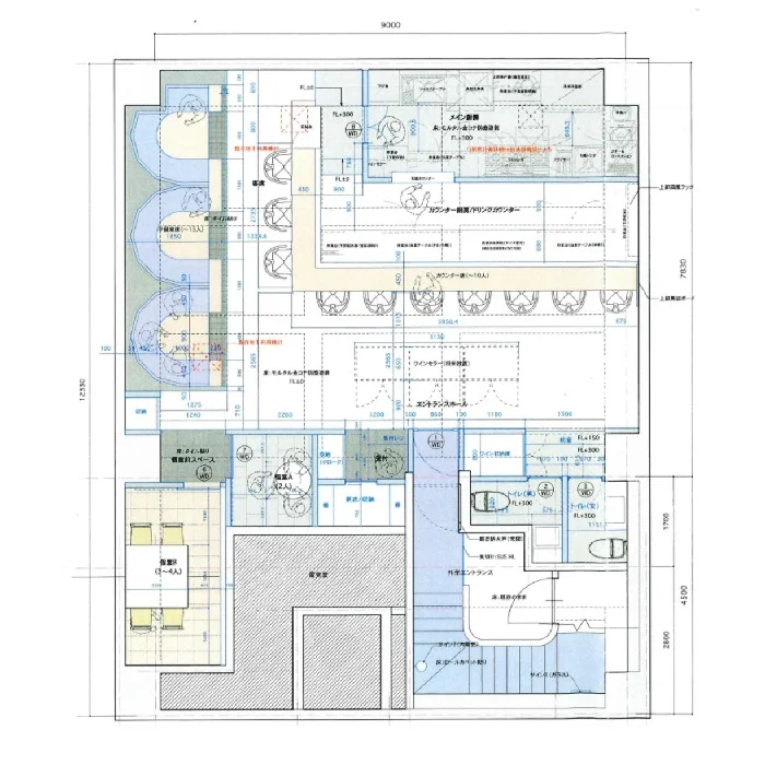 渋谷の居抜き店舗の平面図