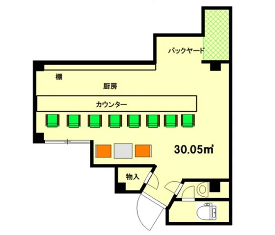 仙川のガールズバー居抜きの平面図