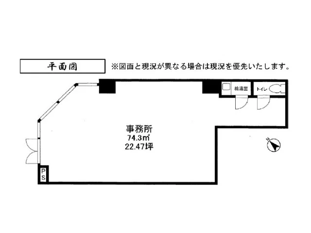 京急川崎の事務所仕様物件の平面図