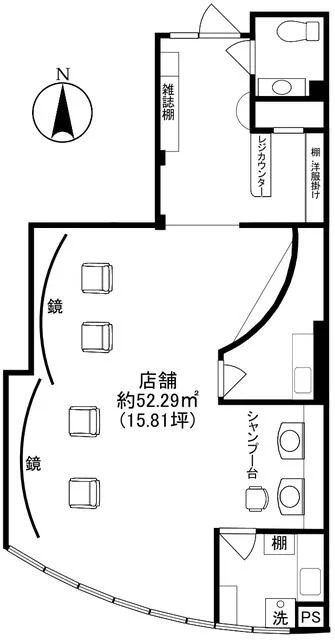 稲田堤の居抜き店舗の平面図