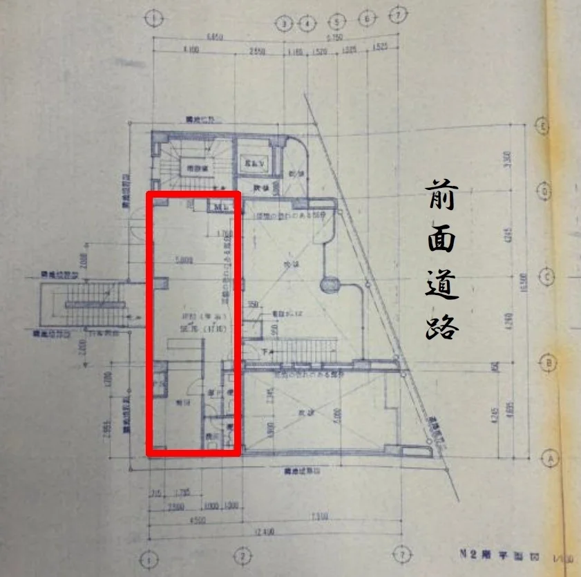 定食屋の居抜き物件の平面図