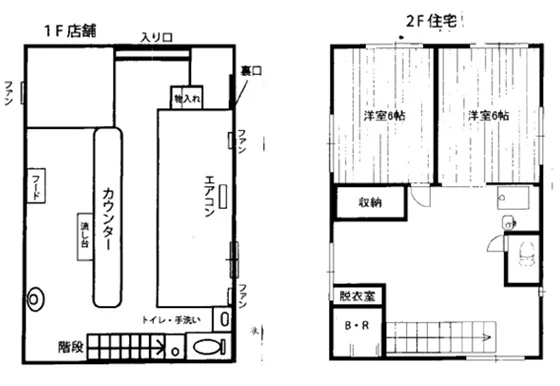 居酒屋の居抜き物件の平面図