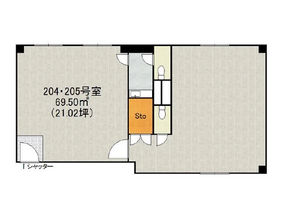 新宿御苑前の事務所仕様物件の平面図