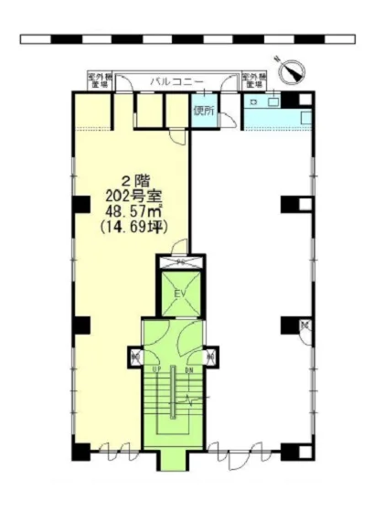 柏のスケルトン店舗物件の平面図
