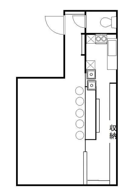 小作の居抜き店舗の平面図