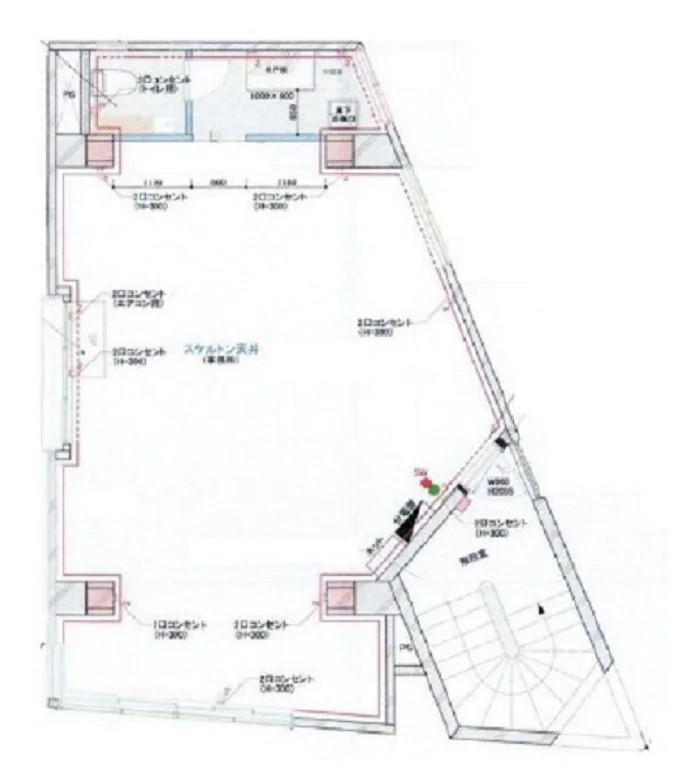 池尻大橋の事務所仕様店舗物件の平面図