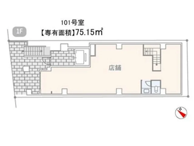 浜町のスケルトン店舗物件の平面図
