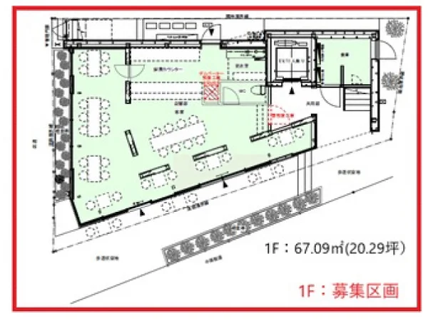 洗足池のスケルトン店舗物件の平面図