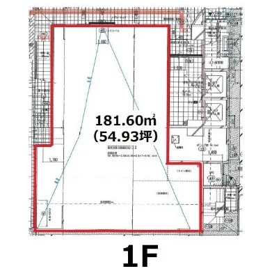 貸店舗(スケルトン)の平面図