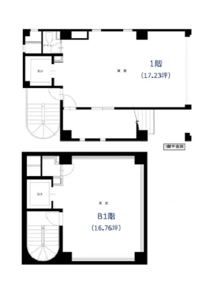 神谷町のスケルトン店舗物件の平面図